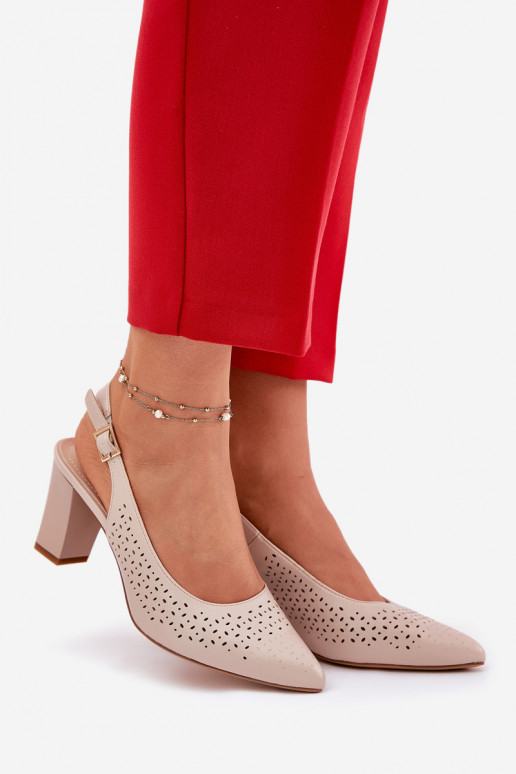 Sandálias perfuradas Ze Szpiczastymi Noskami com salto Sergio Leone SK163 bege