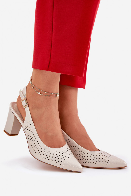 Sandálias perfuradas Ze Szpiczastymi Noskami com salto Sergio Leone SK163 madrepérola