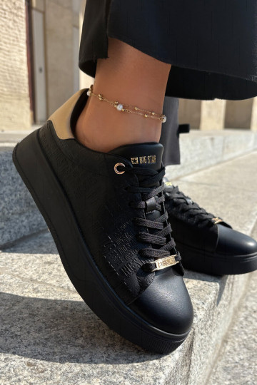 À modalo de tênis Feminino de couro ecológico Big Star RR274257 cor preta