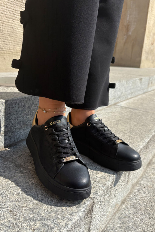 À modalo de tênis Feminino de couro ecológico Big Star RR274257 cor preta