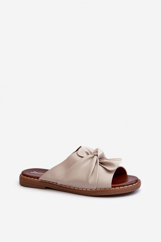 Chinelos femininos com salto largo bege Nelvira