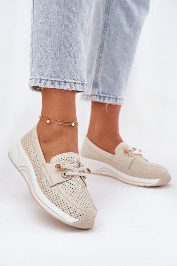 Pele sapato Feito de couro natural com uma plataforma Artiker 56C2102 bege 2