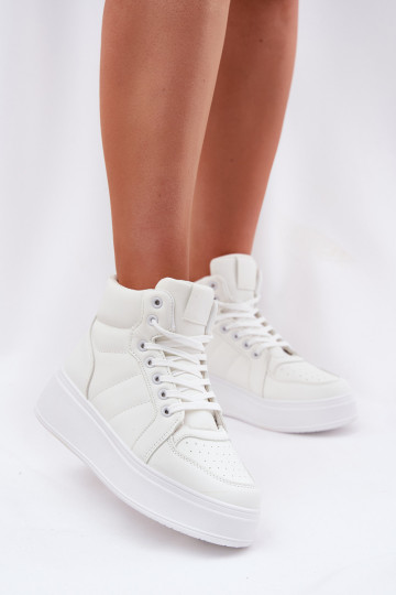 Botas altas de ténis femininas com plataforma cor branca Tillive