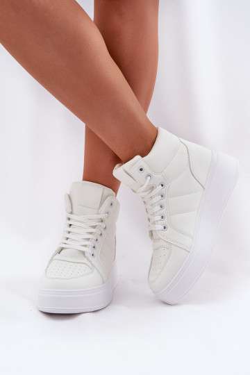 Botas altas de ténis femininas com plataforma cor branca Tillive 2