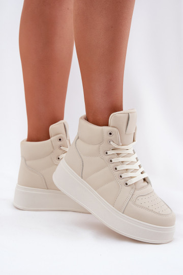 Botas altas de ténis femininas com plataforma cor areia Tillive