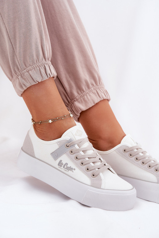Sapatos de lazer com uma plataforma Lee Cooper LCEM-25-31-3479L Branco-cor cinza Sapatos de lazer com uma plataforma Lee Cooper LCEM-25-31-3479L Branco-cor cinza