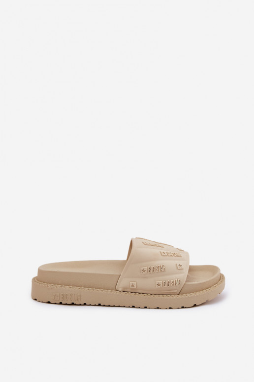 Chinelos femininos com uma plataforma Big Star RR274A542 bege