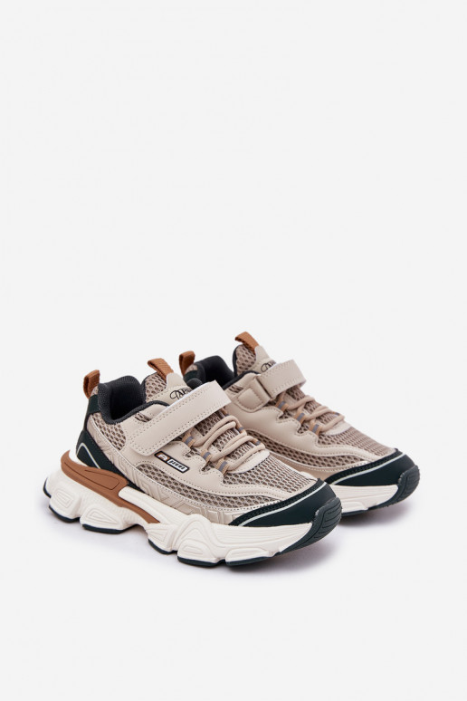 À modalo de tênis sapato Tênis infantis com fixadores adesivos bege Ronivelle