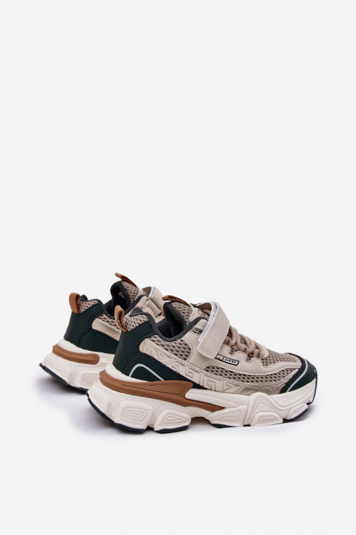 À modalo de tênis sapato Tênis infantis com fixadores adesivos bege Ronivelle