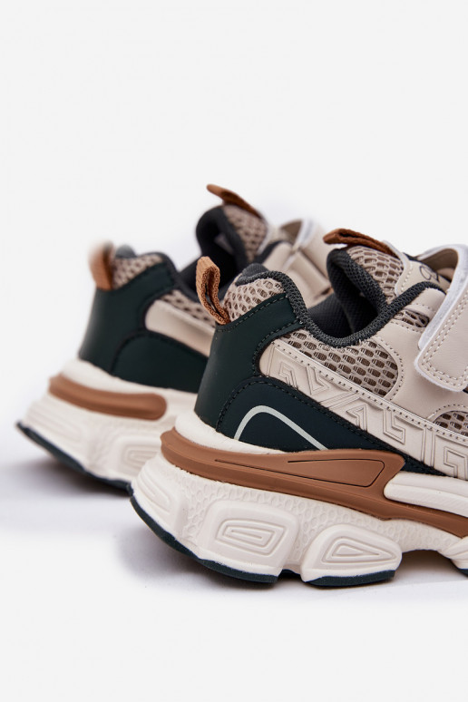 À modalo de tênis sapato Tênis infantis com fixadores adesivos bege Ronivelle