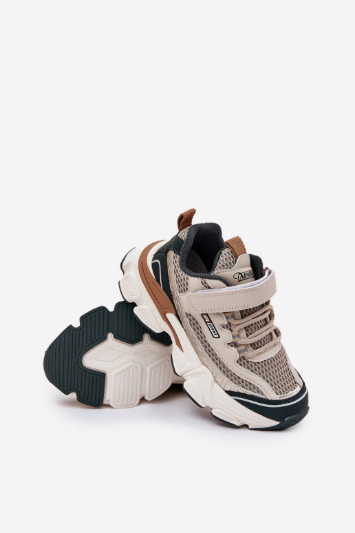 À modalo de tênis sapato Tênis infantis com fixadores adesivos bege Ronivelle