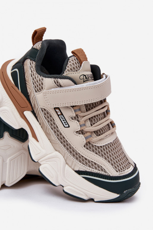 À modalo de tênis sapato Tênis infantis com fixadores adesivos bege Ronivelle