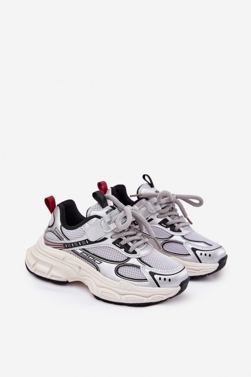 À modalo de tênis Infantil Em uma sola grossa cor prata Xairana