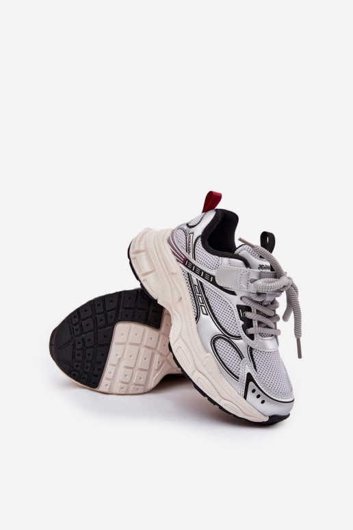 À modalo de tênis Infantil Em uma sola grossa cor prata Xairana