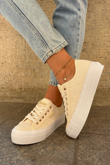 Sapatos de lazer com renda Lee Cooper LCEM-25-31-3440L bege