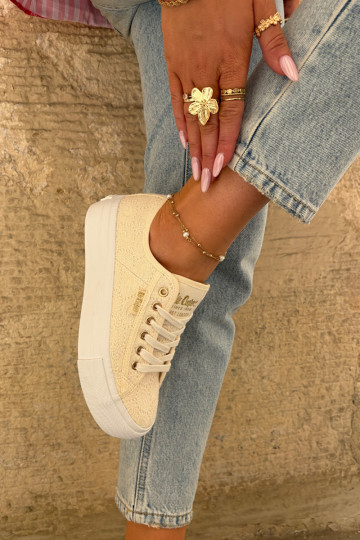 Sapatos de lazer com renda Lee Cooper LCEM-25-31-3440L bege 2