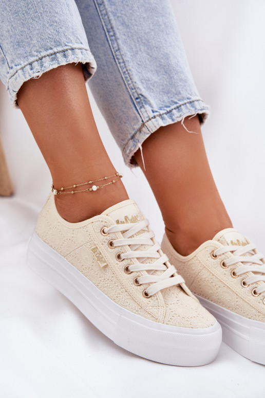 Sapatos de lazer com renda Lee Cooper LCEM-25-31-3440L bege Sapatos de lazer com renda Lee Cooper LCEM-25-31-3440L bege