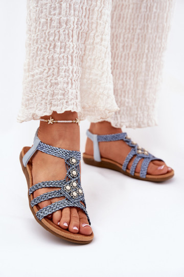 sandálias Feminino isósceles Z Plecionymi Paskami Artiker 56C1325 cor azul