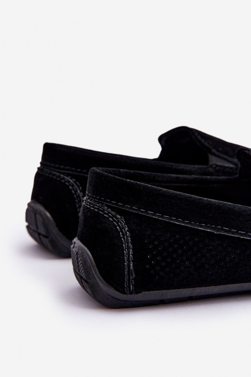 Tem que sercho Mocassins clássicos de camurça cor preta Felixo