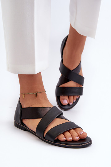 Sandálias de couro com borla cor preta Apulia