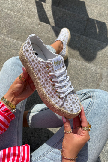 Estampado Sapatos de lazer com uma plataforma Com trança Lee Cooper LCEM-25-08-3648L Branco-cor dourada