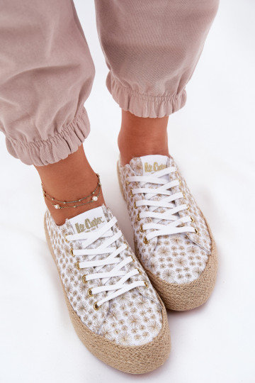 Estampado Sapatos de lazer com uma plataforma Com trança Lee Cooper LCEM-25-08-3648L Branco-cor dourada 2
