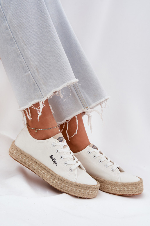 Tênis casuais com cadarços Lee Cooper LCIN-25-44-3217 brancos