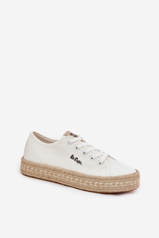 Tênis casuais com cadarços Lee Cooper LCIN-25-44-3217 brancos