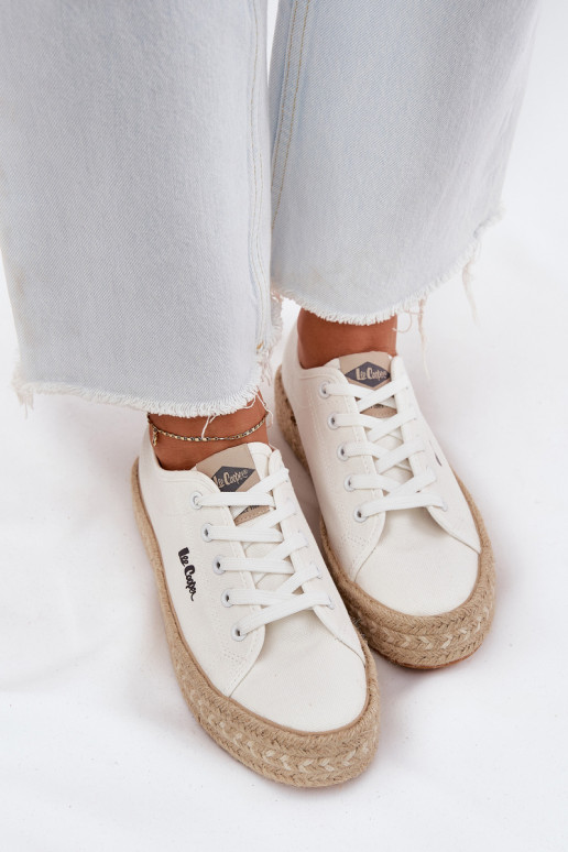 Tênis casuais com cadarços Lee Cooper LCIN-25-44-3217 brancos