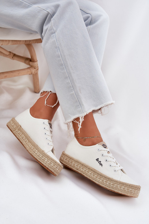 Tênis casuais com cadarços Lee Cooper LCIN-25-44-3217 brancos