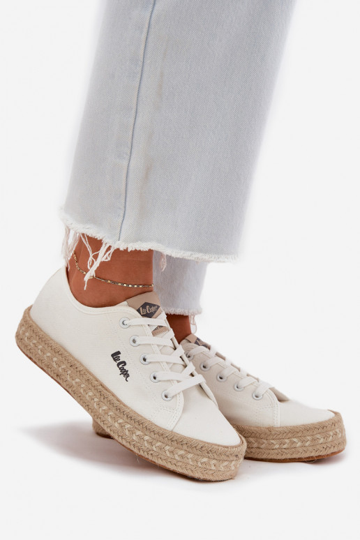 Tênis casuais com cadarços Lee Cooper LCIN-25-44-3217 brancos