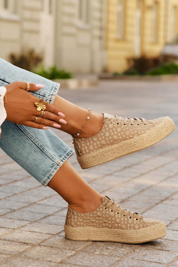 Tênis casuais estampados com plataforma Lee Cooper LCIN-25-08-3646L cor caqui 2