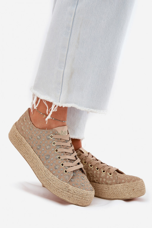 Tênis casuais estampados com plataforma Lee Cooper LCIN-25-08-3646L cor caqui Tênis casuais estampados com plataforma Lee Cooper LCIN-25-08-3646L cor caqui