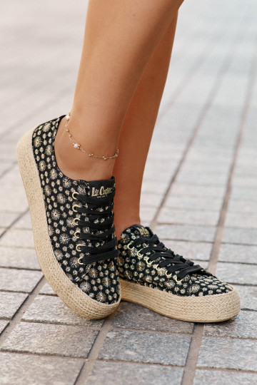 Tênis casuais estampados com plataforma Lee Cooper LCIN-25-08-3647L pretos