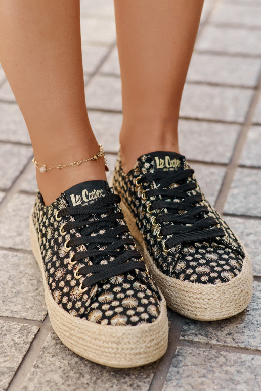 Tênis casuais estampados com plataforma Lee Cooper LCIN-25-08-3647L pretos