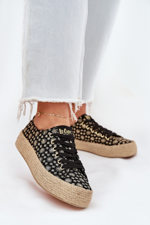 Tênis casuais estampados com plataforma Lee Cooper LCIN-25-08-3647L pretos