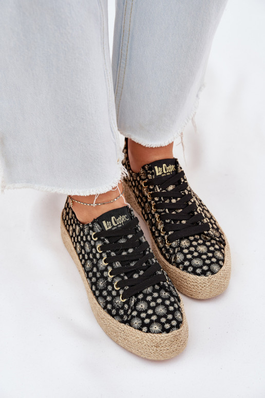 Tênis casuais estampados com plataforma Lee Cooper LCIN-25-08-3647L pretos