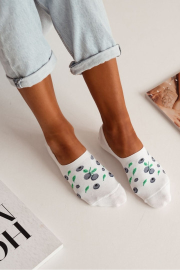 Meias Microrodapés Feminino BaParaełniane Jagody cor branca
