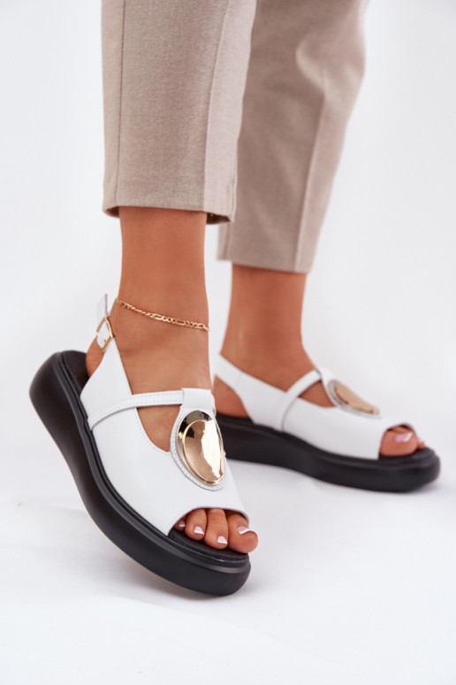 Pele Estilo elegante Sandálias femininas S.Barski GR51-603 cor branca