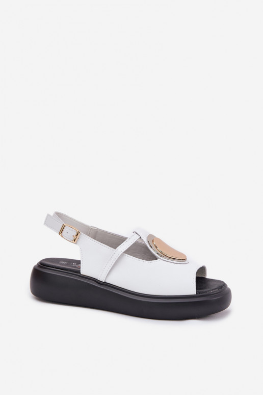 Pele Estilo elegante Sandálias femininas S.Barski GR51-603 cor branca