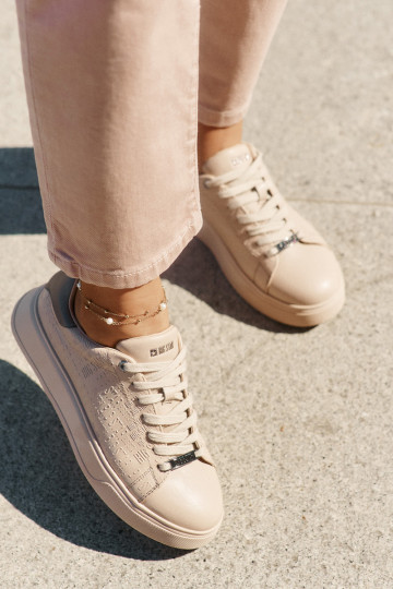 À modalo de tênis Feminino de couro ecológico Big Star RR274259 bege