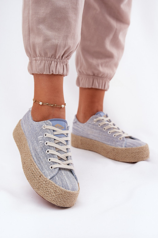 Sapatos de lazer com uma plataforma Com trança Lee Cooper LCEM-25-02-3283 cor azul