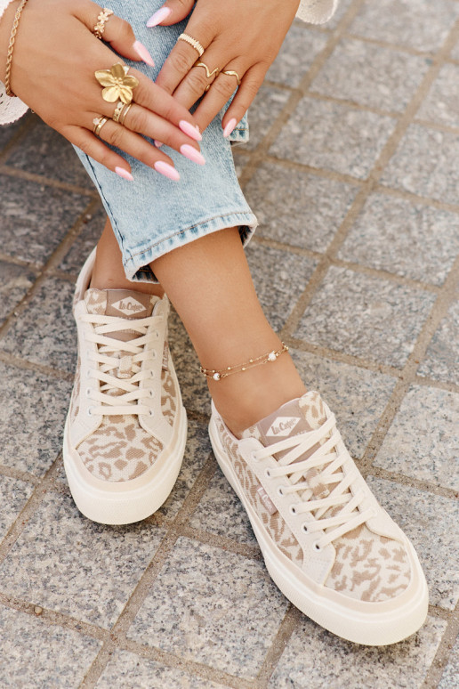 Baixo Sapatos de lazer com padrões de pele de leopardo Lee Cooper LCEM-25-02-3330L bege Baixo Sapatos de lazer com padrões de pele de leopardo Lee Cooper LCEM-25-02-3330L bege