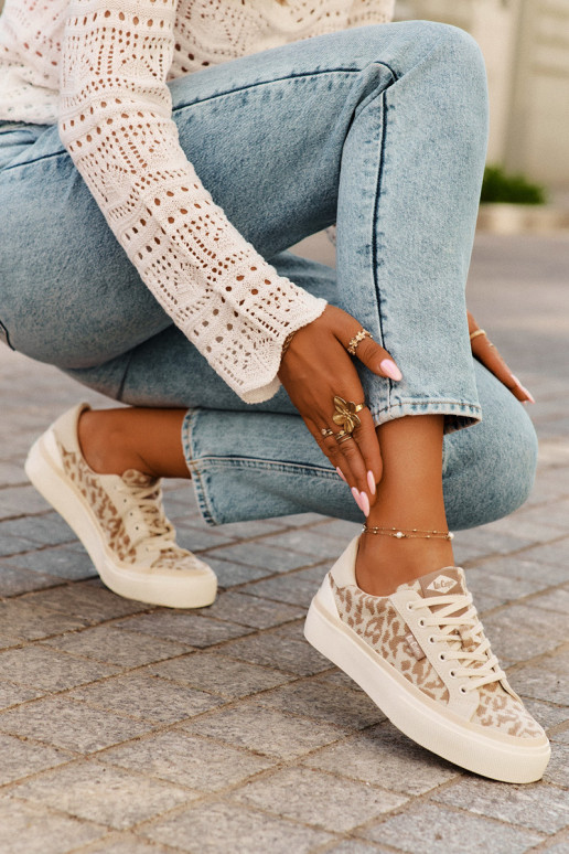 Baixo Sapatos de lazer com padrões de pele de leopardo Lee Cooper LCEM-25-02-3330L bege Baixo Sapatos de lazer com padrões de pele de leopardo Lee Cooper LCEM-25-02-3330L bege