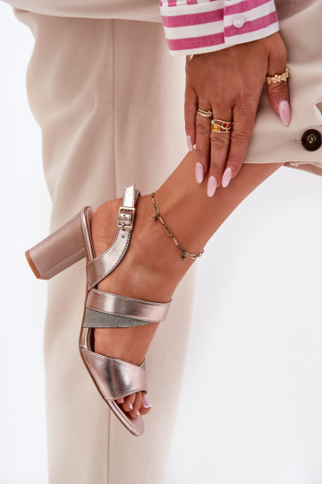 Sandálias femininas de salto alto Sergio Leone SK866 cor ouro rosa 2