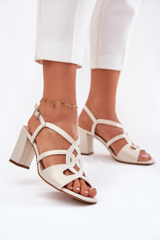 Feminino Sandálias de salto alto Registro Sergio Leone SK884 madrepérola