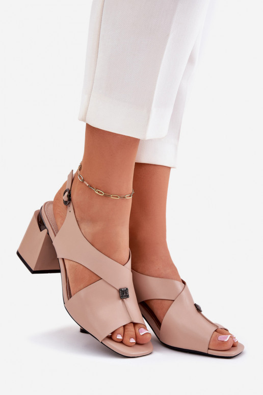 Estilo elegante Sandálias femininas de salto alto Vinceza 62238 bege