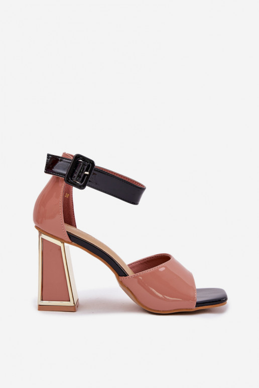 Sandálias lacadas para mulheres com salto Vinceza 20266 cor rosa