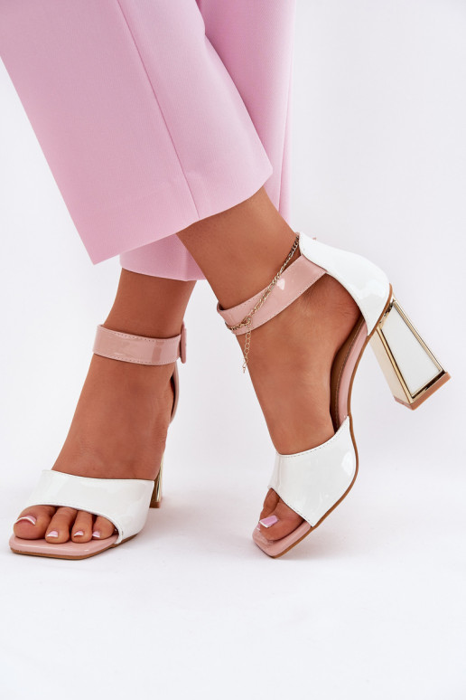 Sandálias lacadas para mulheres com salto Vinceza 20266 cor branca