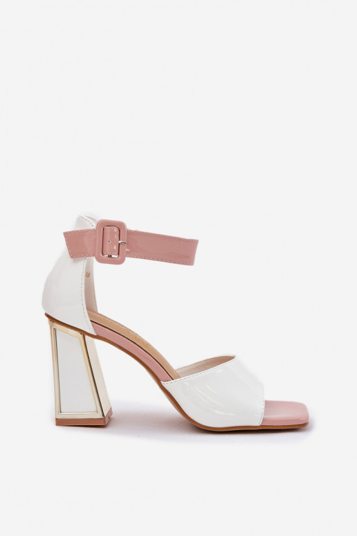 Sandálias lacadas para mulheres com salto Vinceza 20266 cor branca
